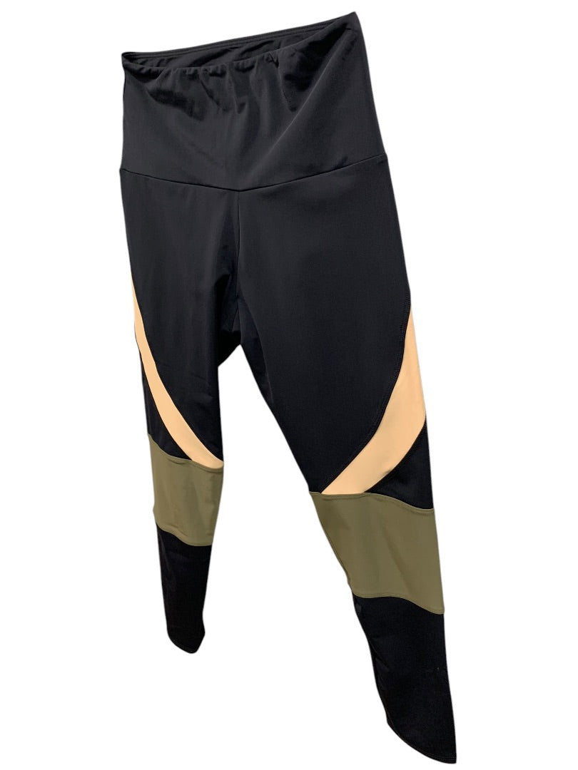 Medium Large Onzie Womens Activewear Leggings Color Block Mesh Calf