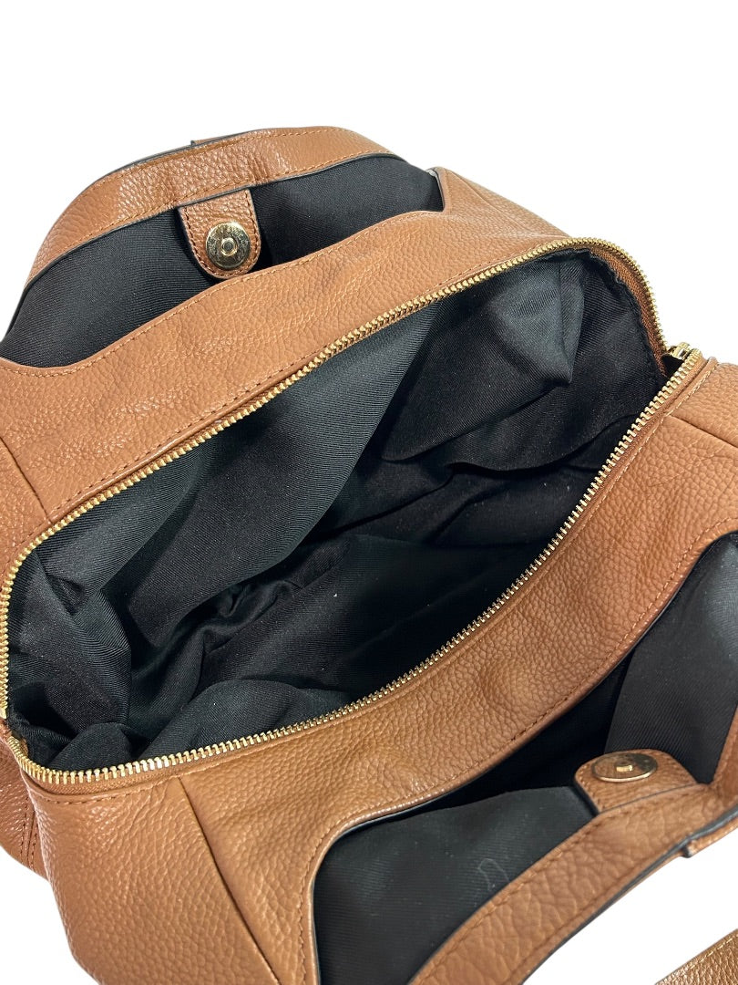 Vince Camuto Rayna Shoulder Bag Dark Rum Pebbled Leather Goldtone Hardware