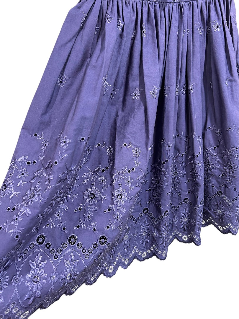 Size 4 Betsey Johnson Dress Purple Strapless Eyelet Embroidered Party