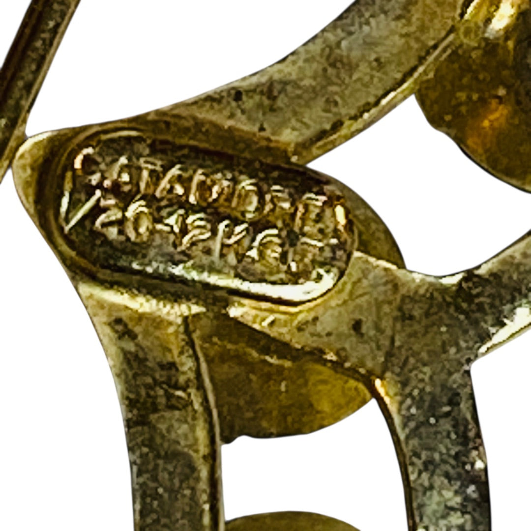 Catamore 12K GF Heart Brooch Vintage Rhinestone Gold Filled Pin USA Signed