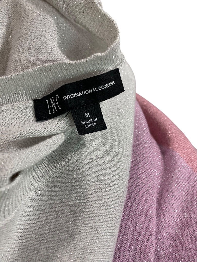 Medium INC International Concepts Womens Color Block Metallic Sweater