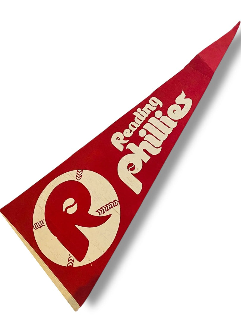 Vintage 30 Inch Reading Phillies Pennant Souvenir Felt Flag Baseball