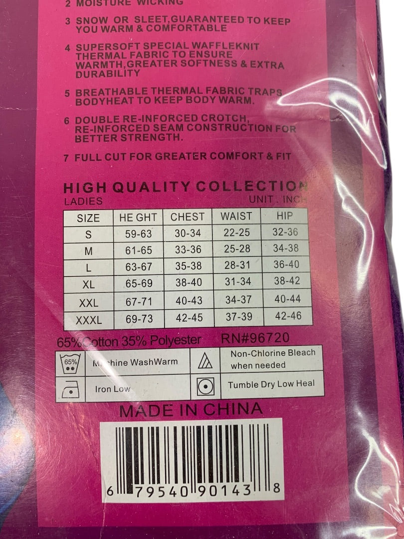 XL Pamela Ladies Thermal Set New Sealed 2 Piece Purple