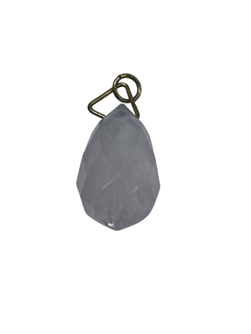 Acrylic Lavender Pendant Faceted Silvertone Jump Ring .75"