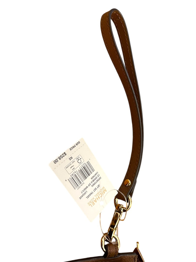 Michael Kors Jet Set Travel Double Zip Wristlet Wallet Brown New Luggage