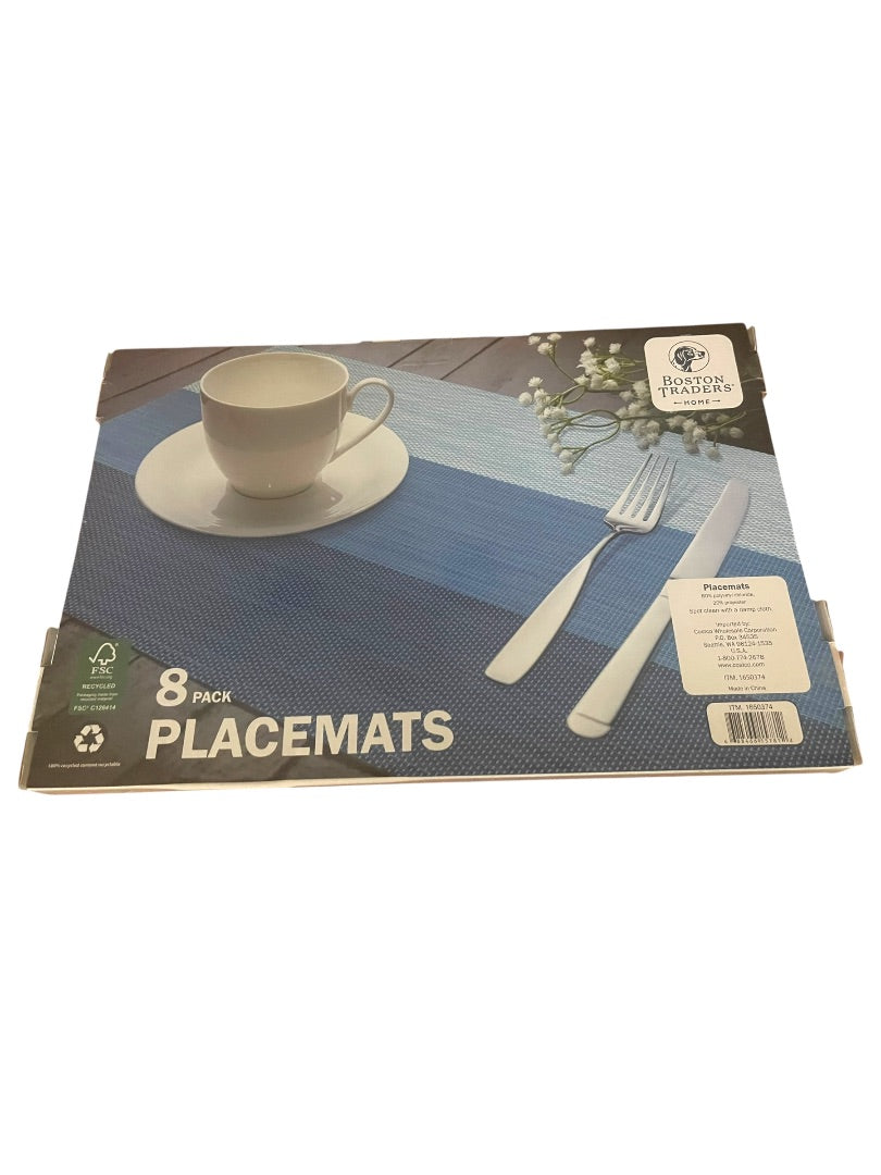 Boston Traders Home 8 Pack Placemats 12" x 18" Blue NIB