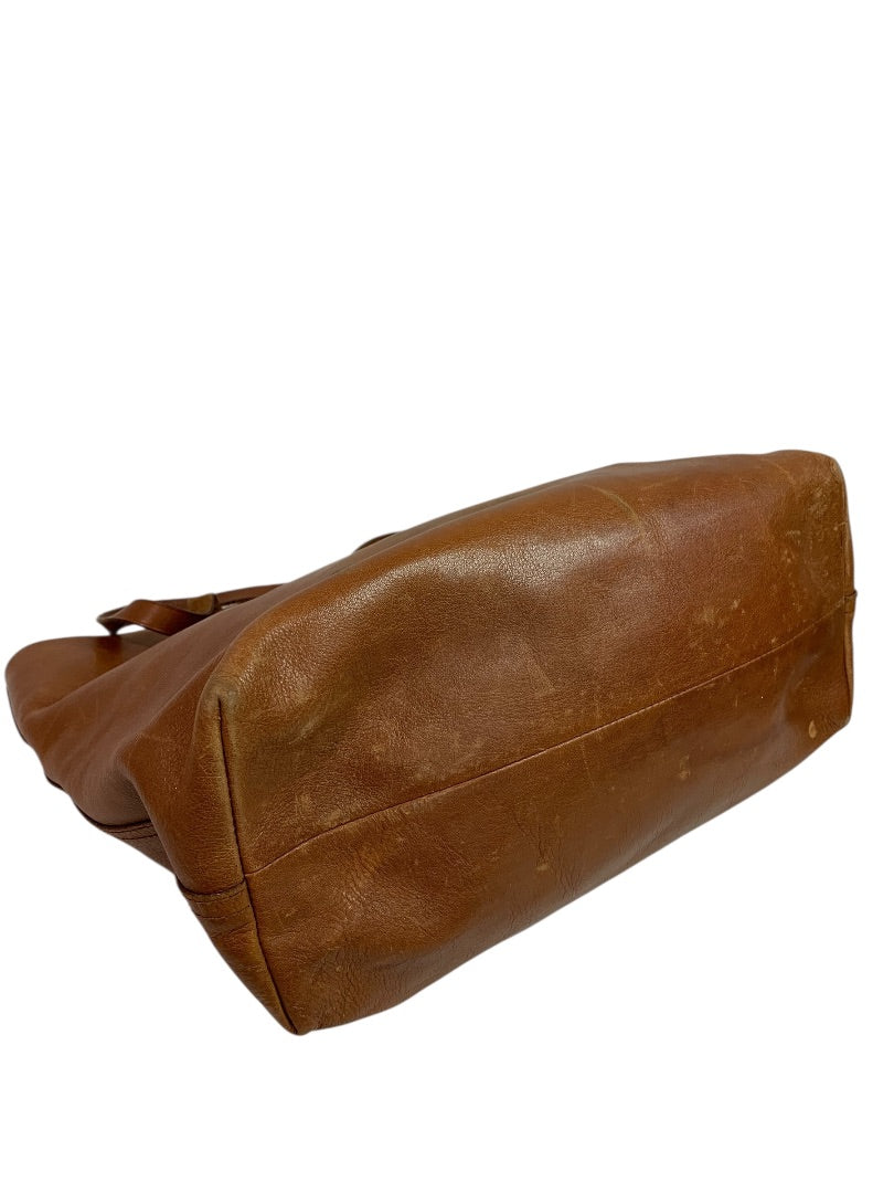 Madewell Brown Leather Transport Tote Shoulder Bag Zip Top Style J1952