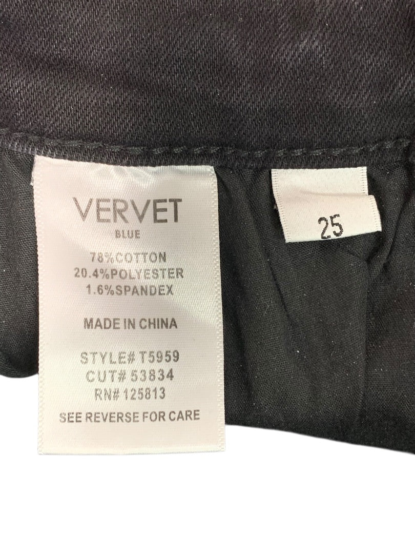 Size 25 Vervet Womens Black Skinny Jeans Stretch Denim 28" Inseam