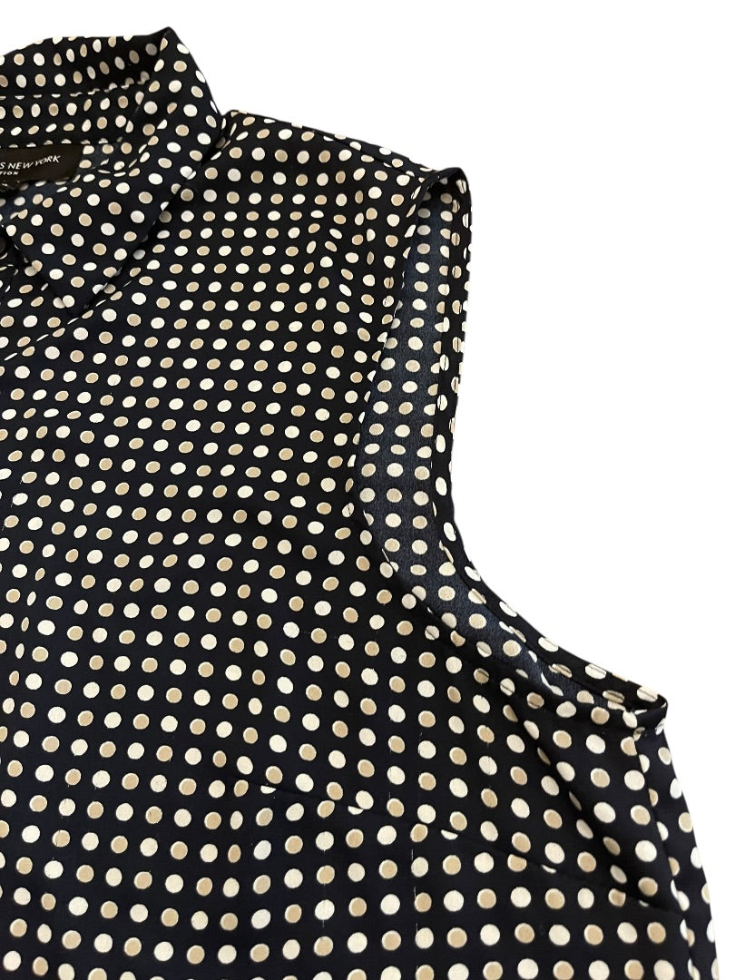Size 16 Jones New York Womens Button Up Polka Dot Sleeveless Blouse Shirt