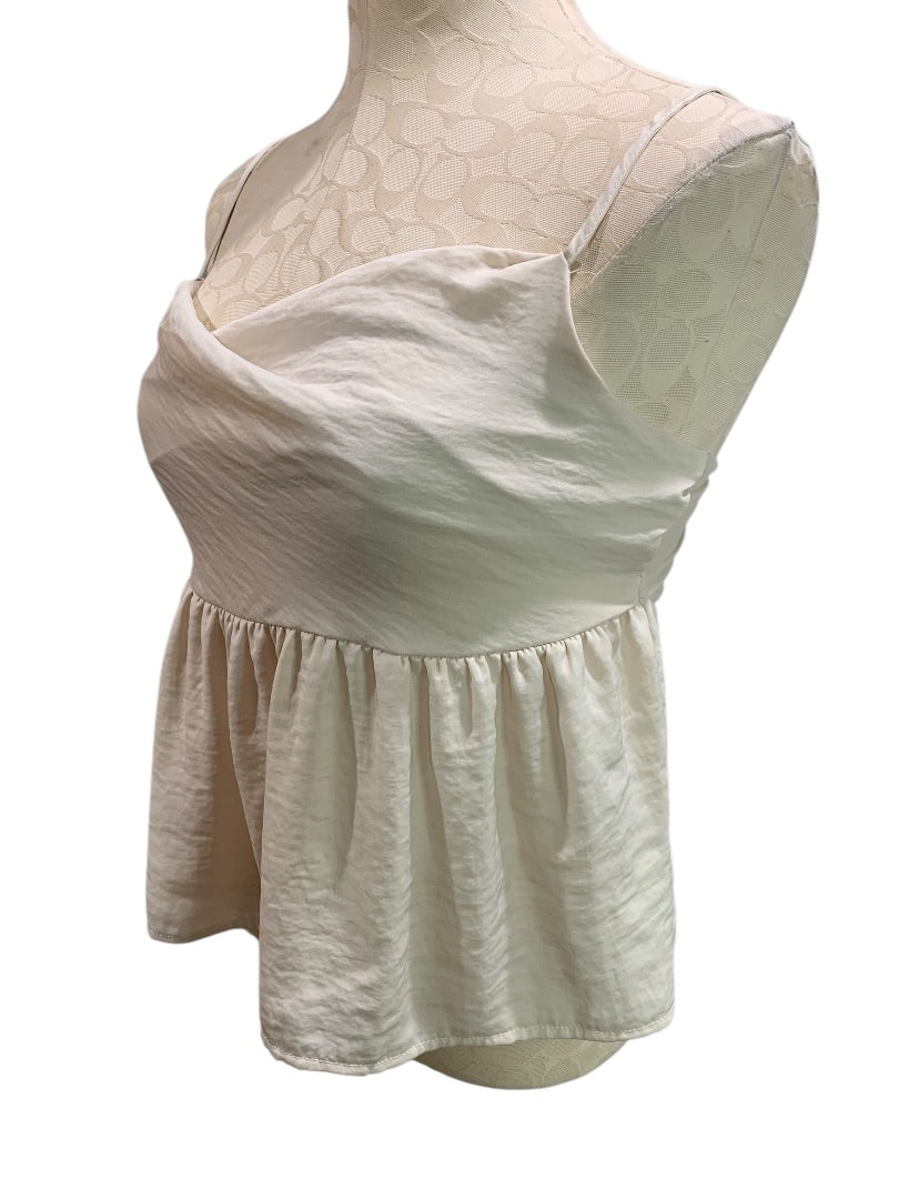 Small American Eagle Tan Shirt Spaghetti Strap Peplum Fitted Bodice