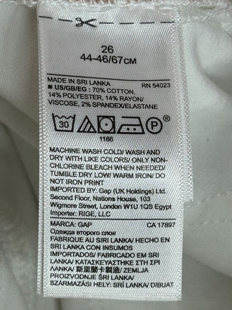 Size 26 Gap Womens White Denim Jeans True Skinny