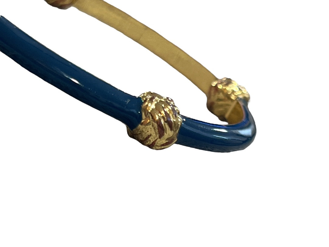 LILLY PULITZER Knotty Bangle Bracelet Navy Enamel Gold Knot Accents