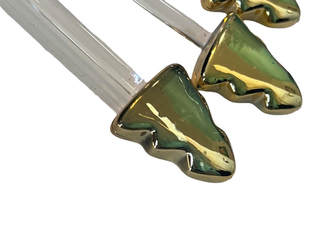 8 Plastic Gold Christmas Tree Acrylic Swizzle Sticks