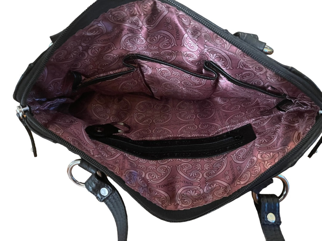 Medium Stone Mountain Leather Handbag Black Silver-tone Hardware
