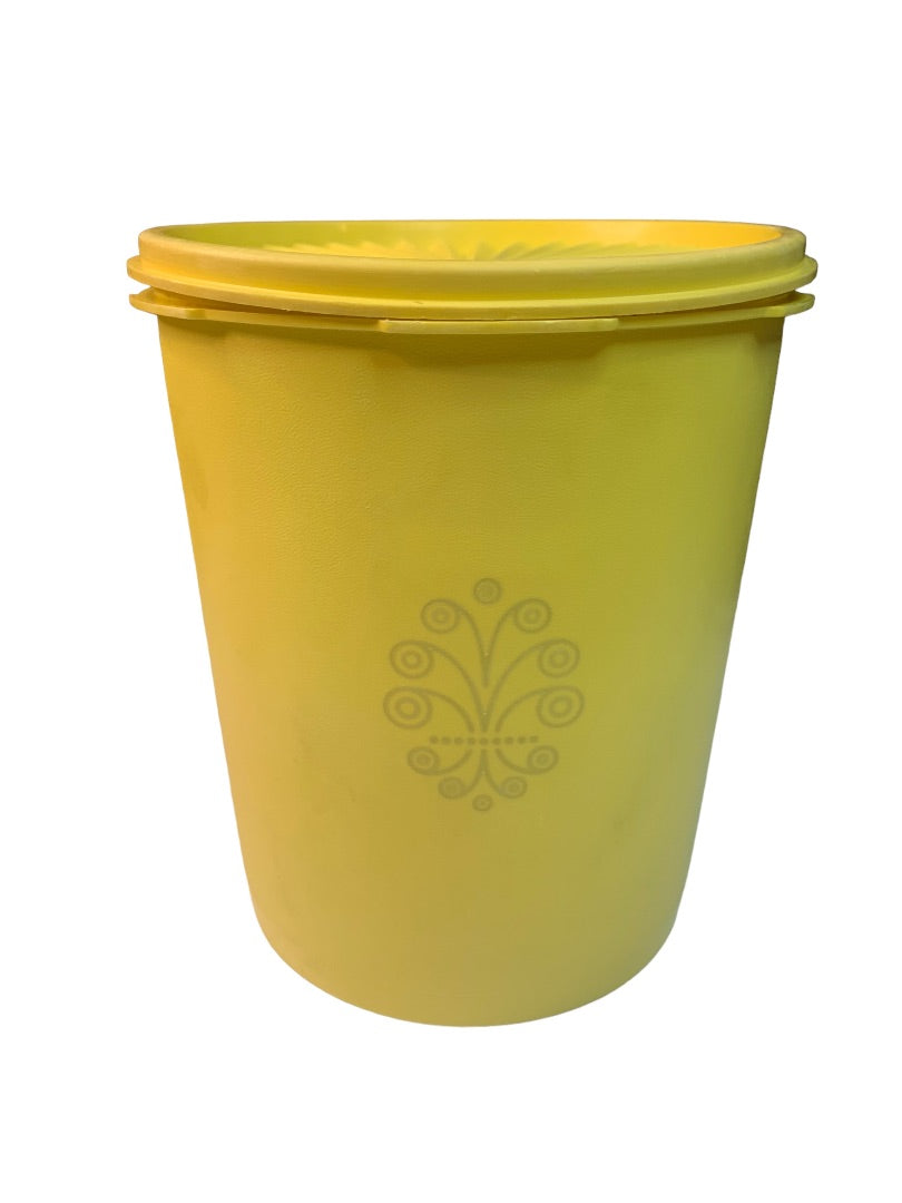 Vintage Tupperware Yellow Canister 807-2 Starburst Lid 808-13 7.5"h x 6.5"d