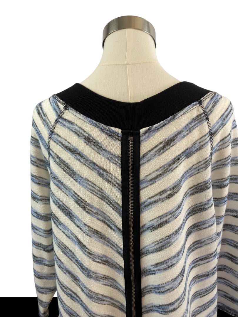 16/18 Chico's Zenergy Lightweight Sweatshirt Stripe Solid Periwinkle Blue