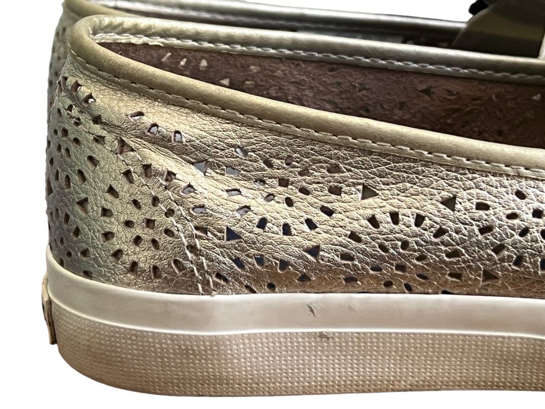 9.5 Sperry Gold Metallic Cut Out Slip-On Sneakers Shoes