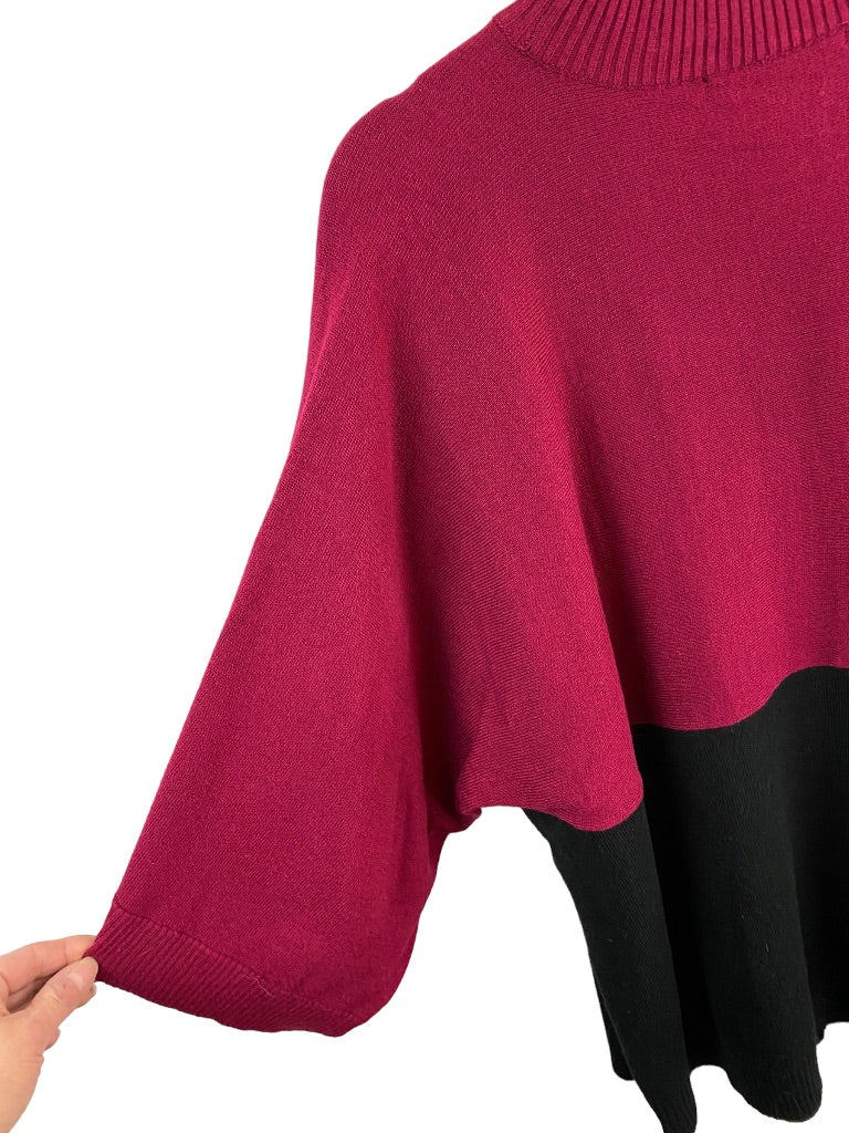 2X Larry Levine Woman Sport Pullover Color Block Sweater Dolman Sleeve