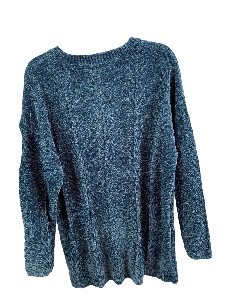 XXL Orvis Women's Teal New Chenille Pullover Cable Knit Sweater