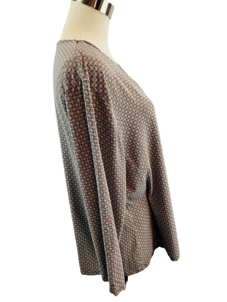 2X Talbots Faux Wrap Print Top Shirt Pullover Soft Knit