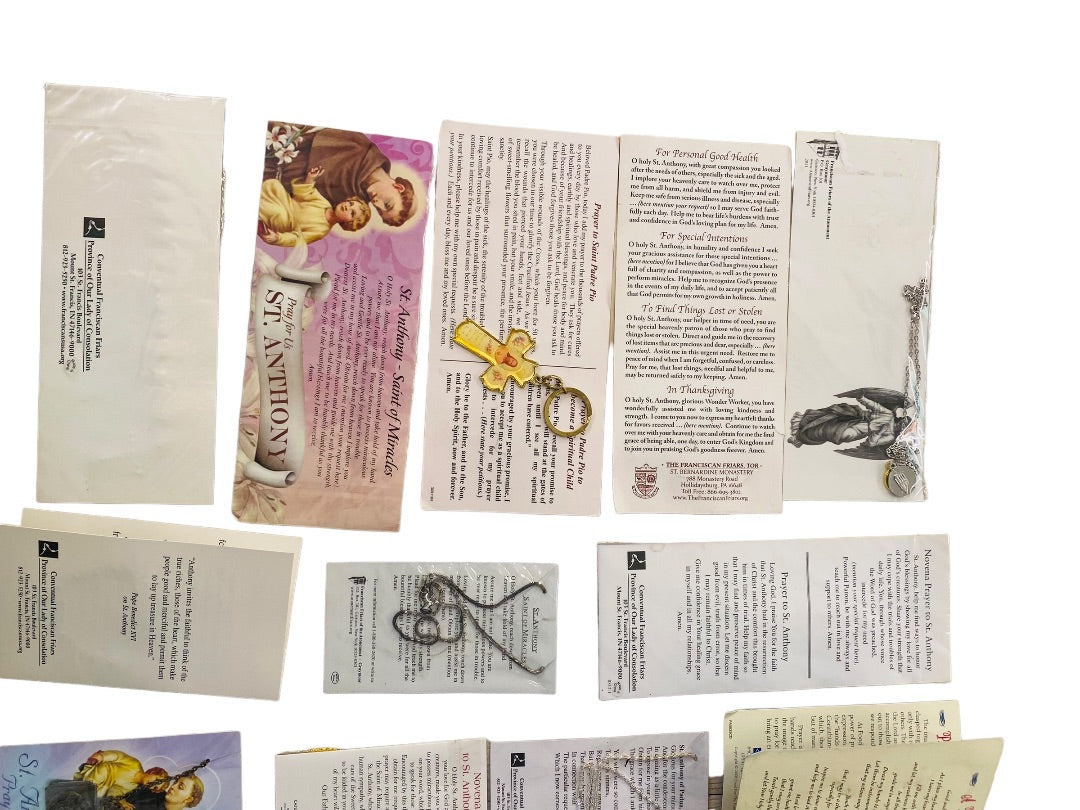 Lot of 16 Assorted Catholic Christian Prayers Cards Jewelry Saints Key Chain Cross Vintage