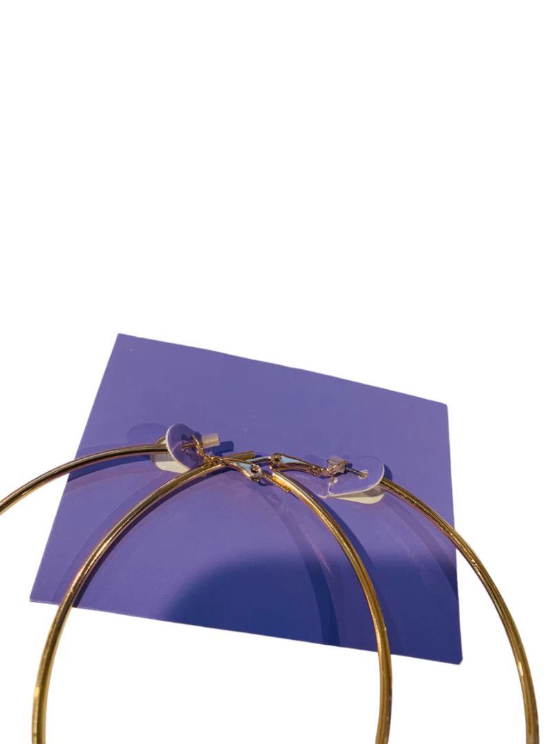 Goldtone Large Hoop Earrings 3.25" Leverback Pierced Latchback New