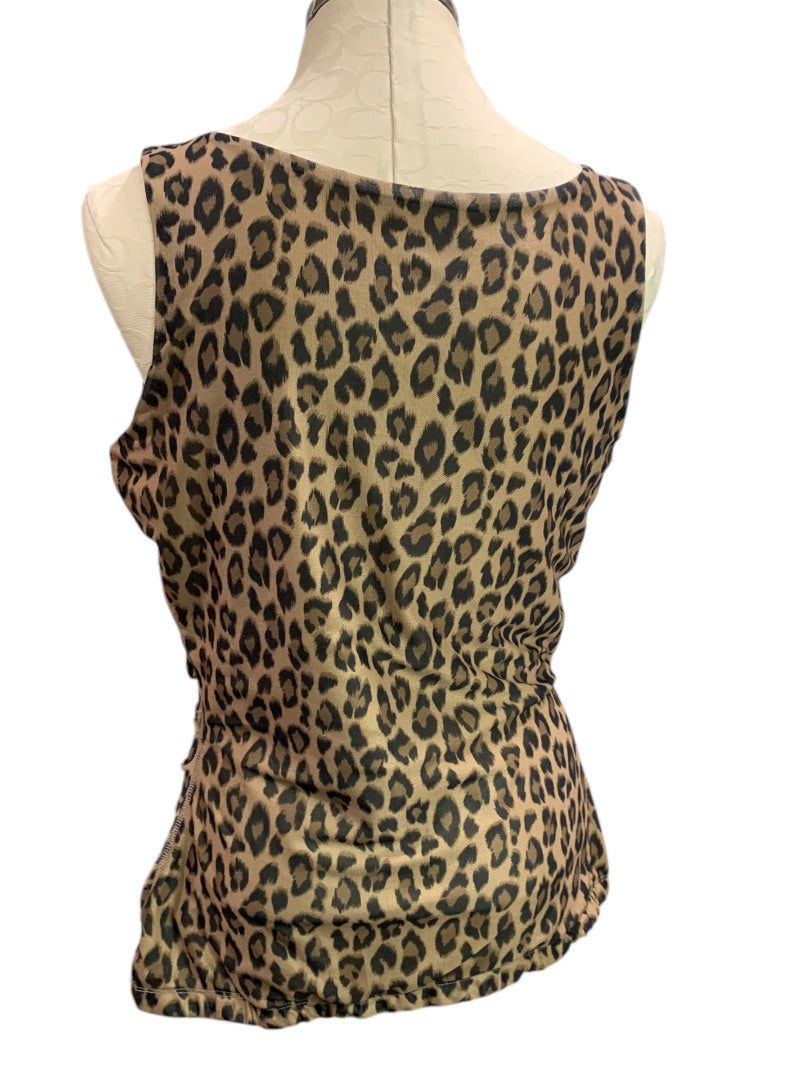 XL Teez-Her Womens Animal Print Ruched V-Neck Tank Top Shirt
