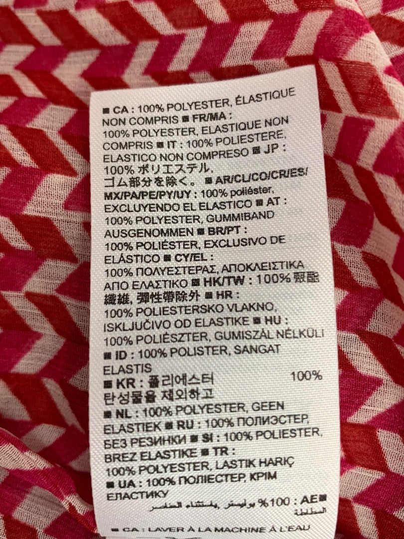 Medium Gap Womens Peasant Style Blouse Sheer Shirt Red White