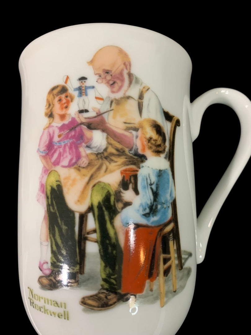 1982 Norman Rockwell Museum Collection Mug Gold Trim "The Toymaker"