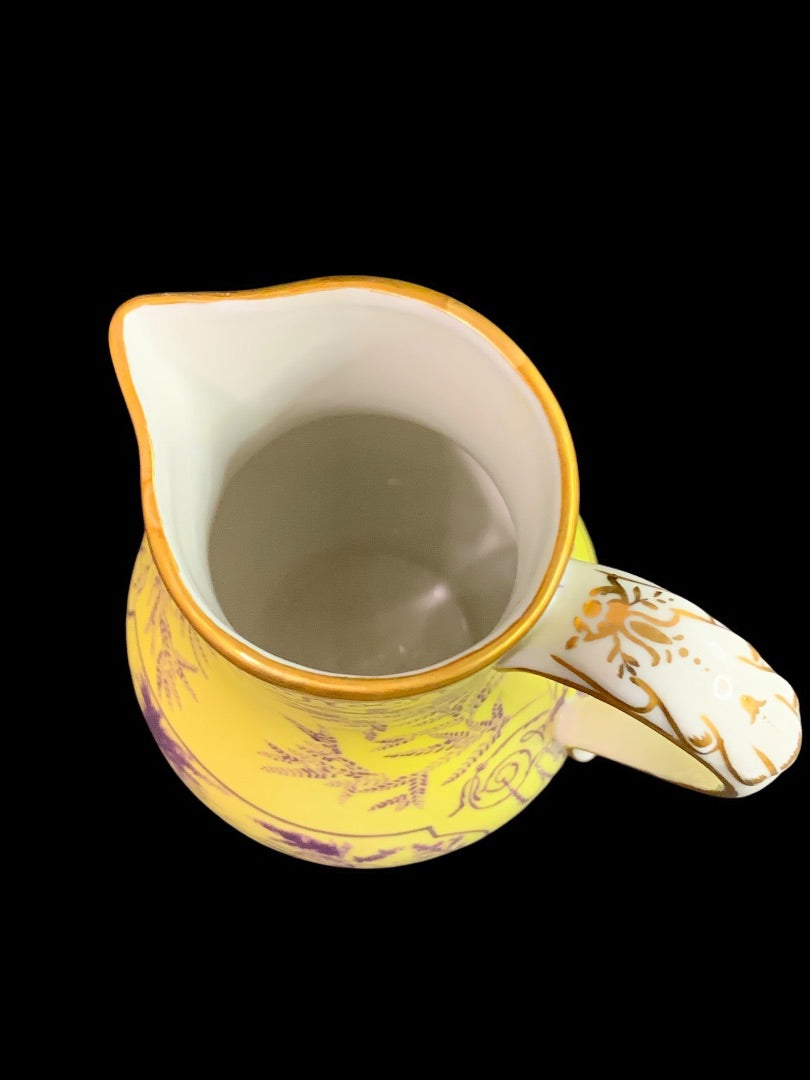 1980s Frankin Mint Fine Porcelain Creamer Collection Yellow Purple Gold 5 Inch