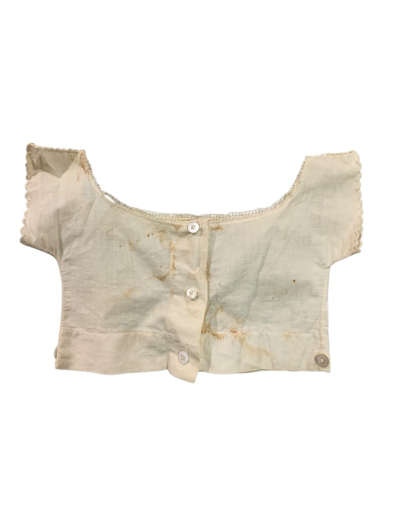 Antique Victorian Girls Undershirt Muslin Button Back 1800s