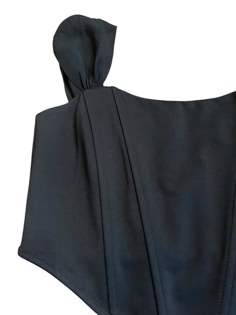 Small Altar'd State Crop Top Corset Boning Back Zipper Black