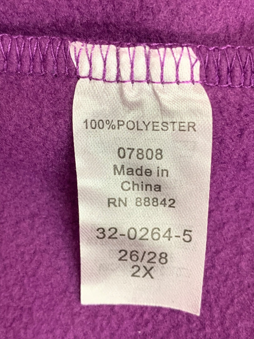 2X (26/28) Woman Within Purple Fleece Zip Up Vest Sleeveless