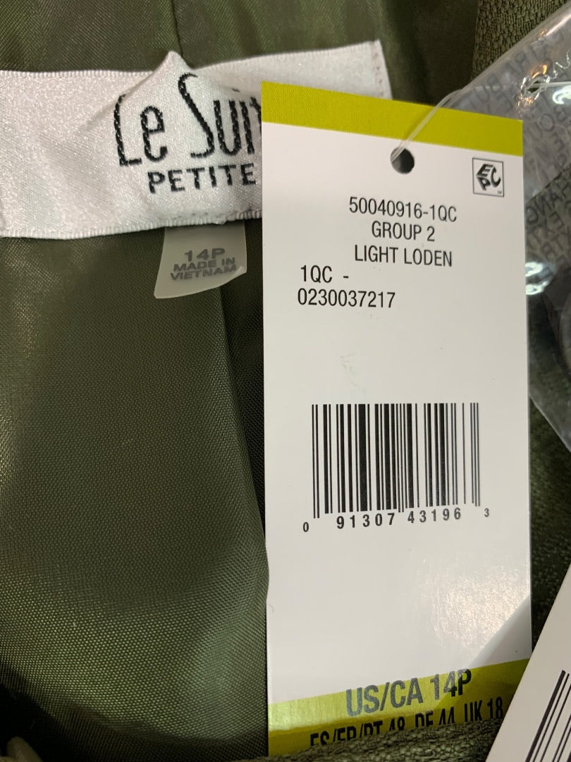 Size 14P Le Suit Petite New Womens Green Skirt Suit Jacket Blazer Olive Green