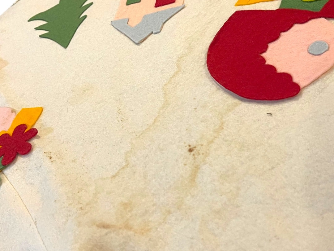 Midcentury Felt Tablecloth Holiday Christmas Tree Skirt 41 Inch Diameter