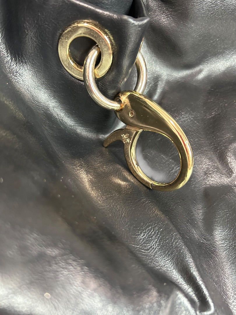 Simply Vera Black Vegan Leather Handbag Hobo Style Goldtone Hardware