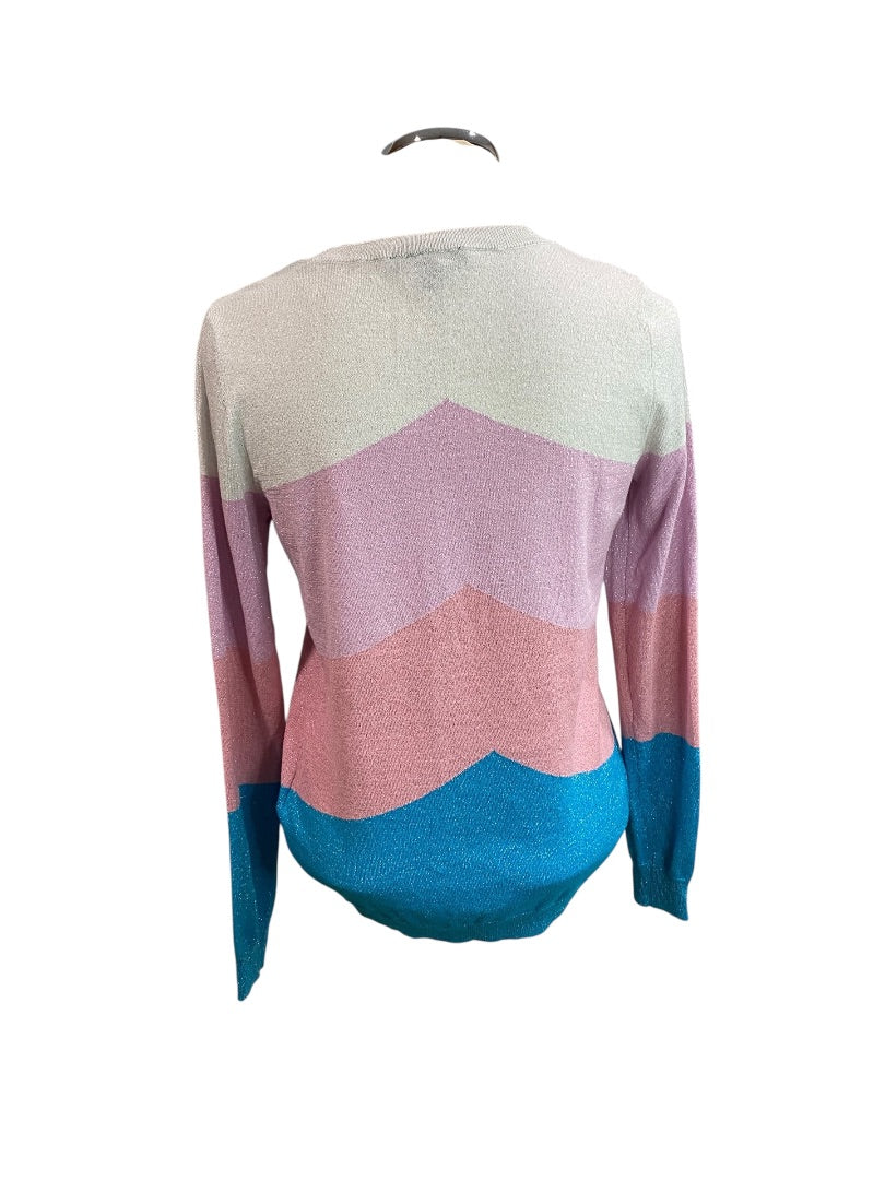 Medium INC International Concepts Womens Color Block Metallic Sweater