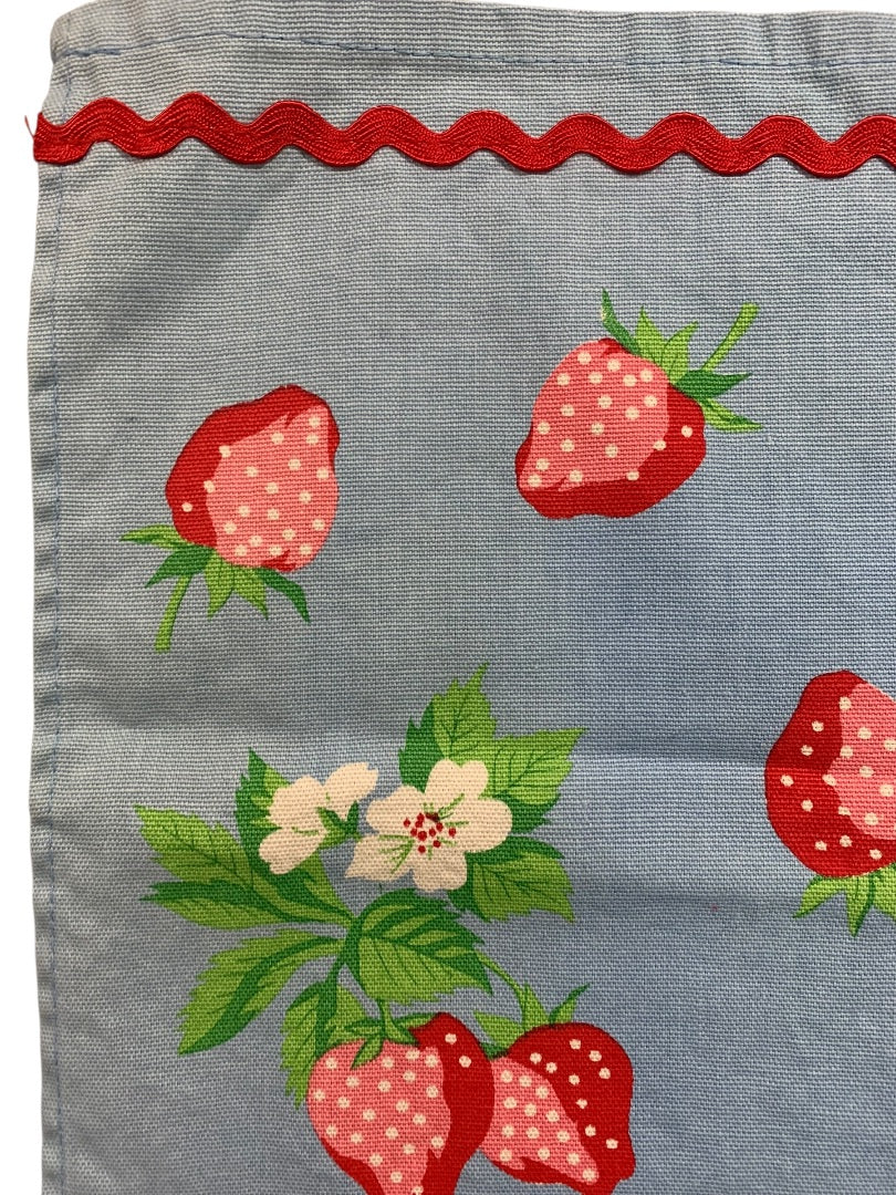 Vintage Martha Stewart Everyday Tea Towel Blue Strawberry 27 x 18"