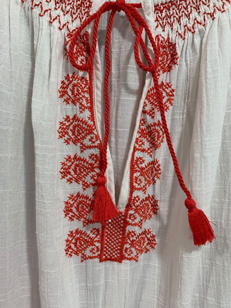 Medium J.Crew Womens Embroidered Beach Romper Cotton Sheer G6587