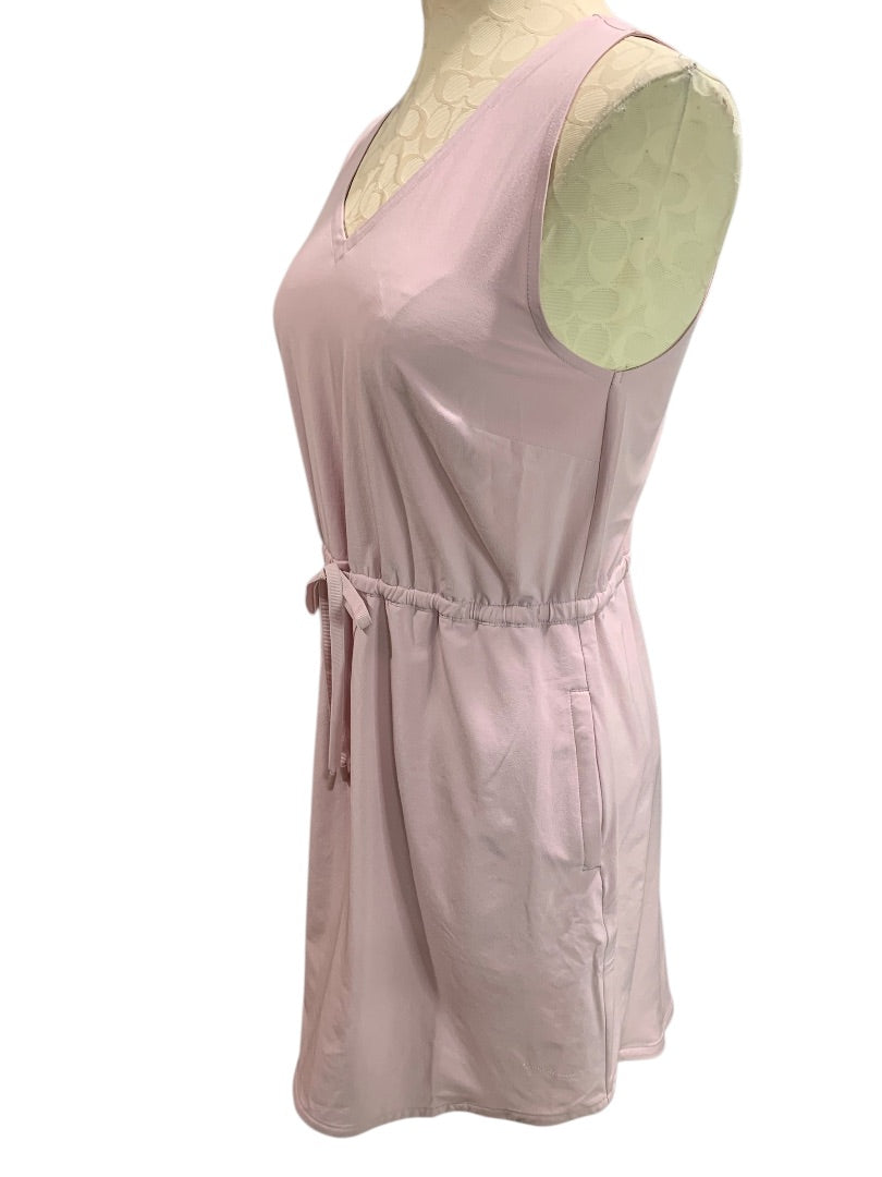 Small Petite Eddie Bauer Womens Pink Dress Elastic Drawstring Waist Pockets