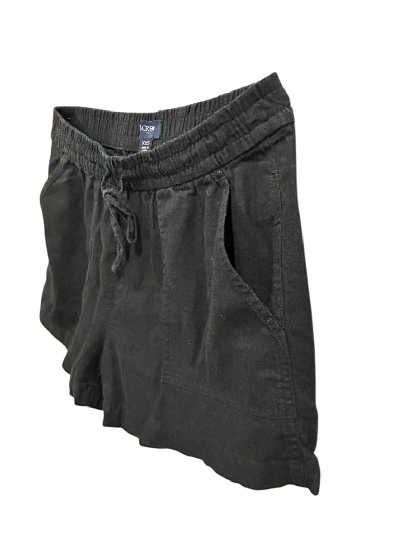 XXS J.Crew Womens Black Pull On Shorts Linen Blend Elastic Drawstring