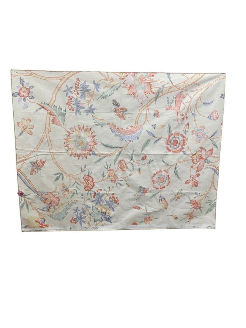 Brunschwig Fils 1 Piece Fabric Linen Cotton Blend 35 x 27.5" Selvage Flora Fauna