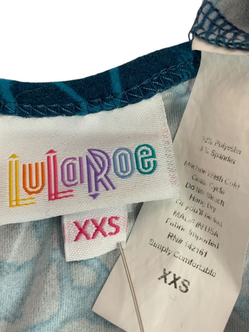 Size XXS LulaRoe Womens Tunic Tshirt Hi Lo Hem Teal Floral