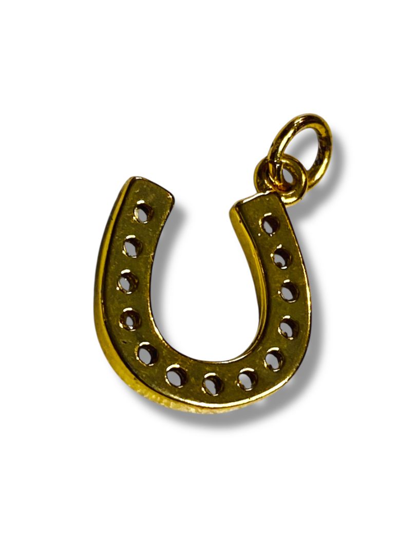 Goldtone Horseshoe Rhinestone Charm Pendant 12mm Lucky