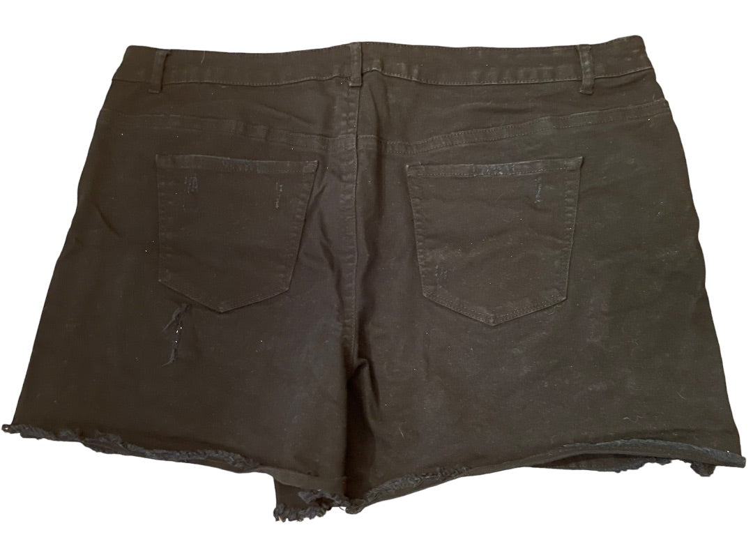 Size 24 Lane Bryant Shorts Black Denim Distressed Shorts Pockets Jeans Plus Size