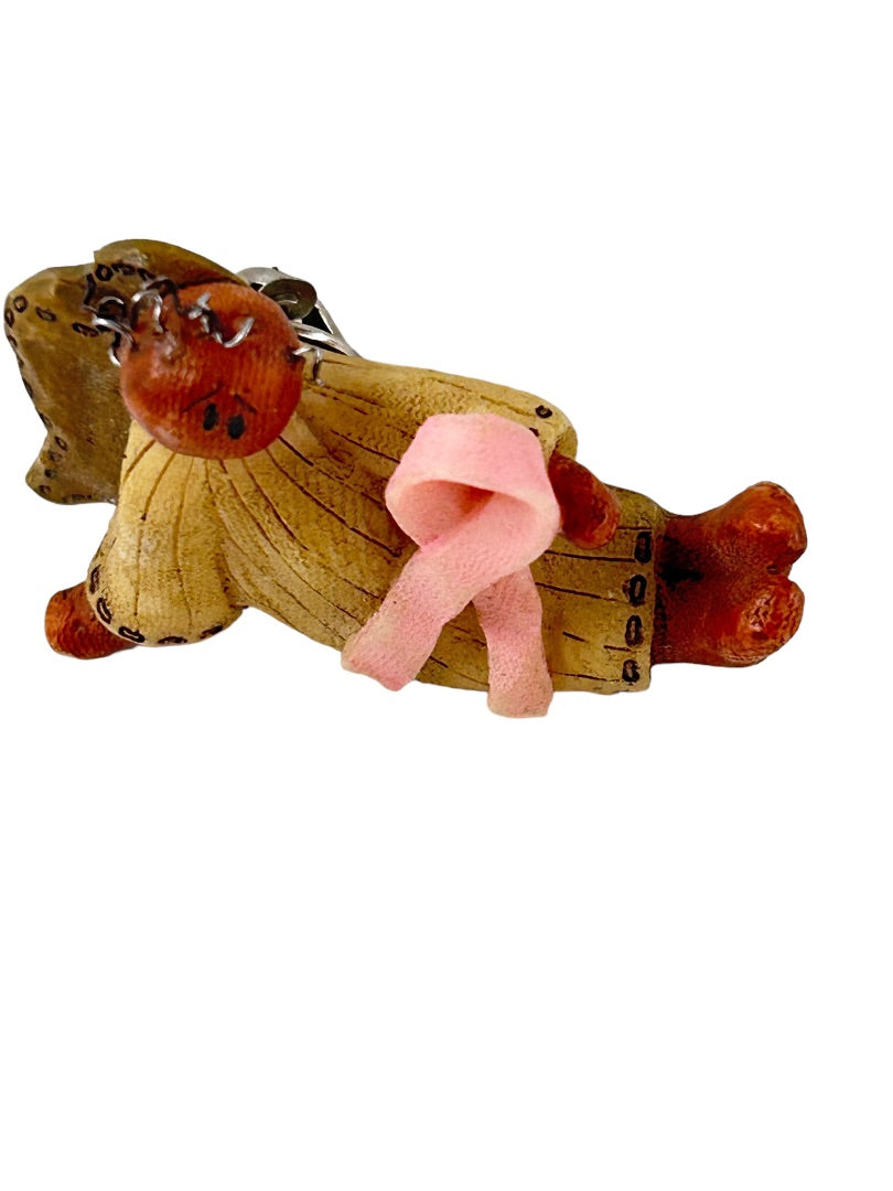 Honey and Me Breast Cancer Pin 2005 Brooch Primitive Style 1 3/4"