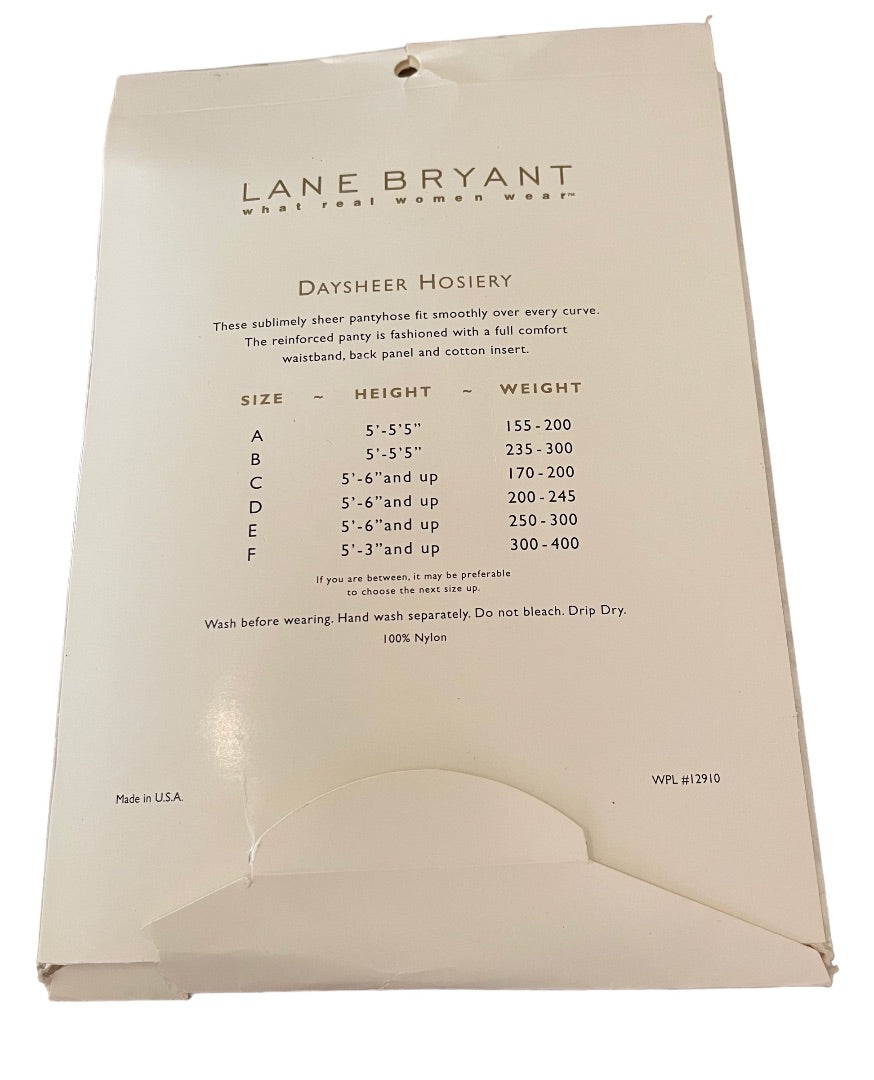 Size B Lane Bryant Daysheer Navy Blue Plus Size Invisible Reinforced Toe Pantyhose