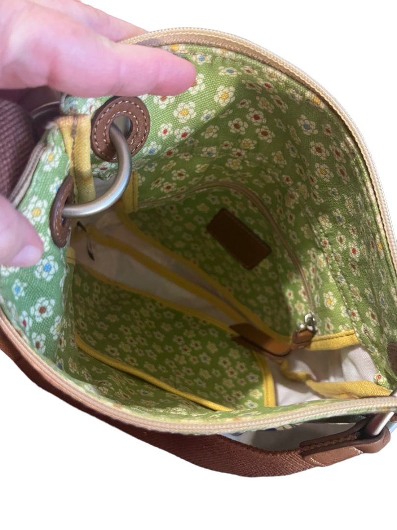 Fossil Coated Canvas Floral Crossbody Shoulder Bag Boho