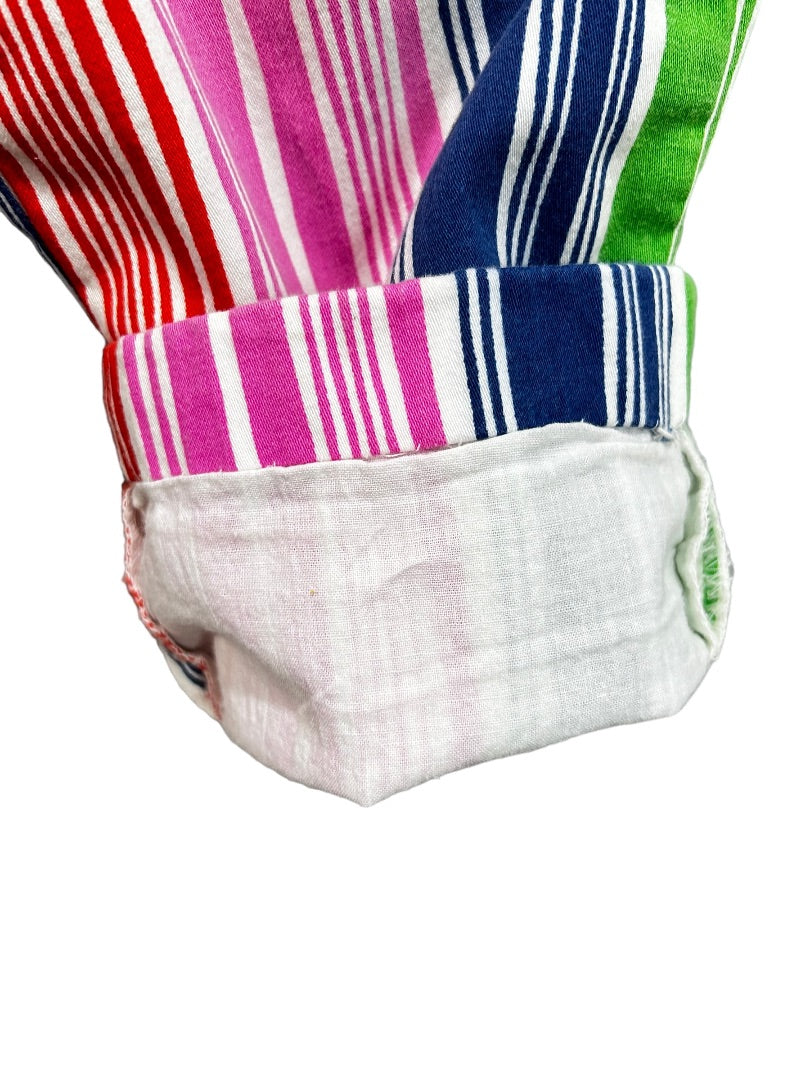 Y2K Corner House Striped Vibrant Color Lined Pants Women's Straight Leg Pockets
