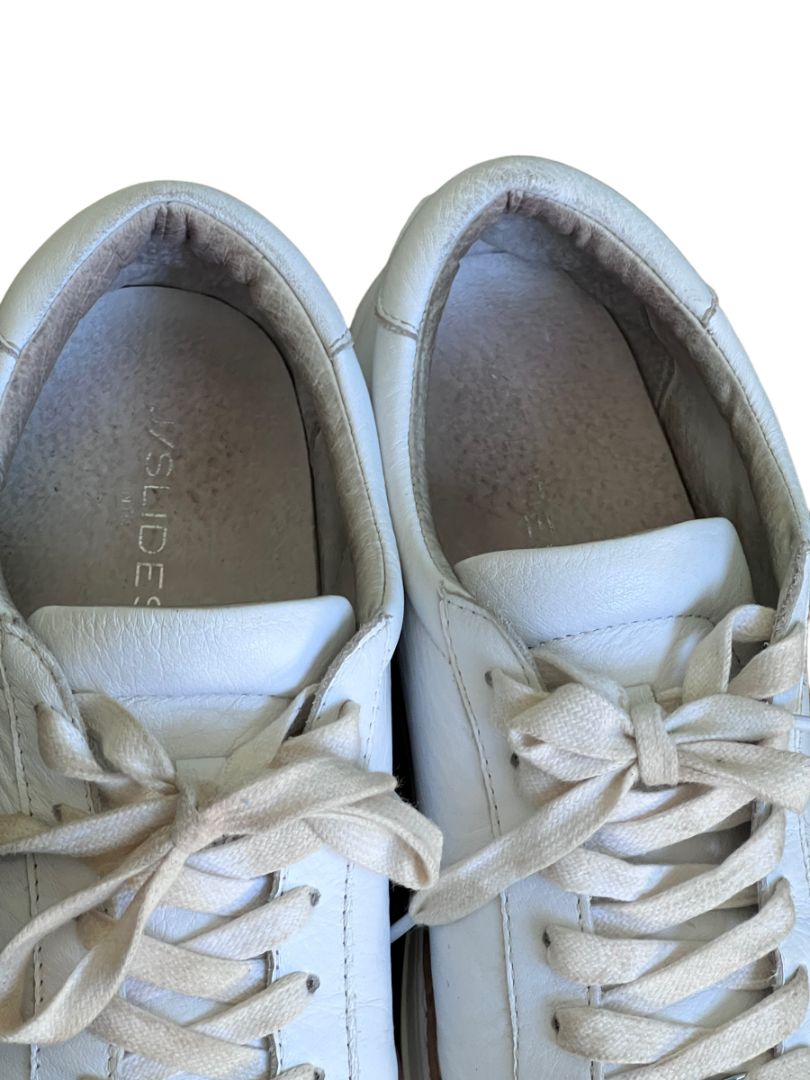 Size 9 JSlides Women's LUCKI Lace-up Round toe Platform Sneaker White Leather